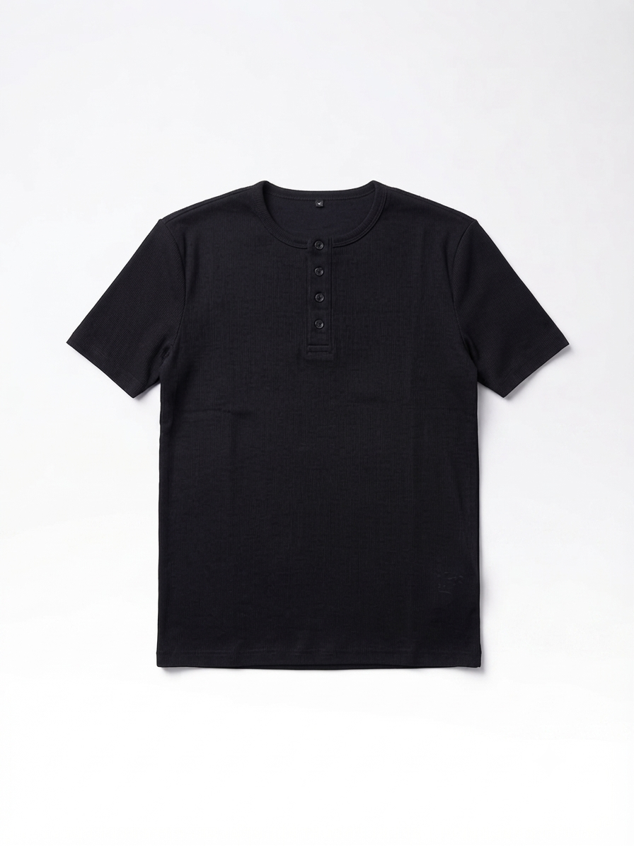 Henley T-shirt white & black